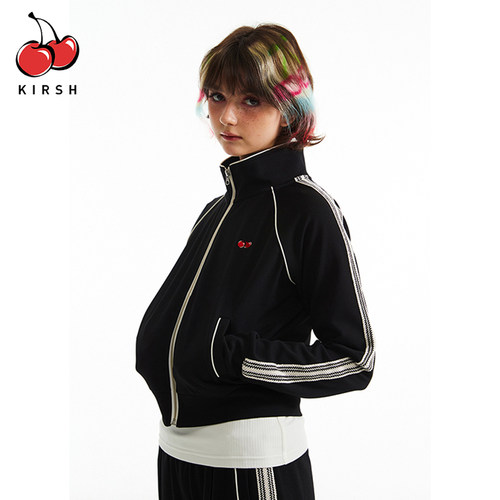 kirsh露脐短款蕾丝带休闲卫衣