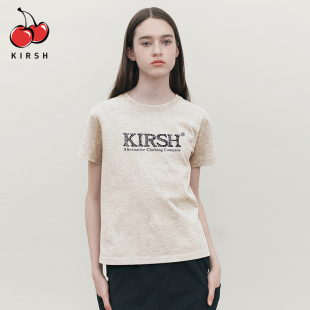 樱桃KIRSH 字母印花短袖t恤女夏季新款复古休闲正肩韩版上衣夏
