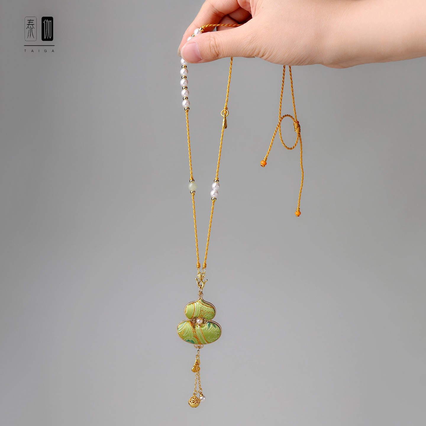 泰伽新中式锦鲤双耳挂绳金锁宋锦八宝罗盘通用链可改单钩2025新款,饰品/流行首饰/时尚饰品新,项链,淘宝优惠券,粉丝福利购,淘宝优惠卷