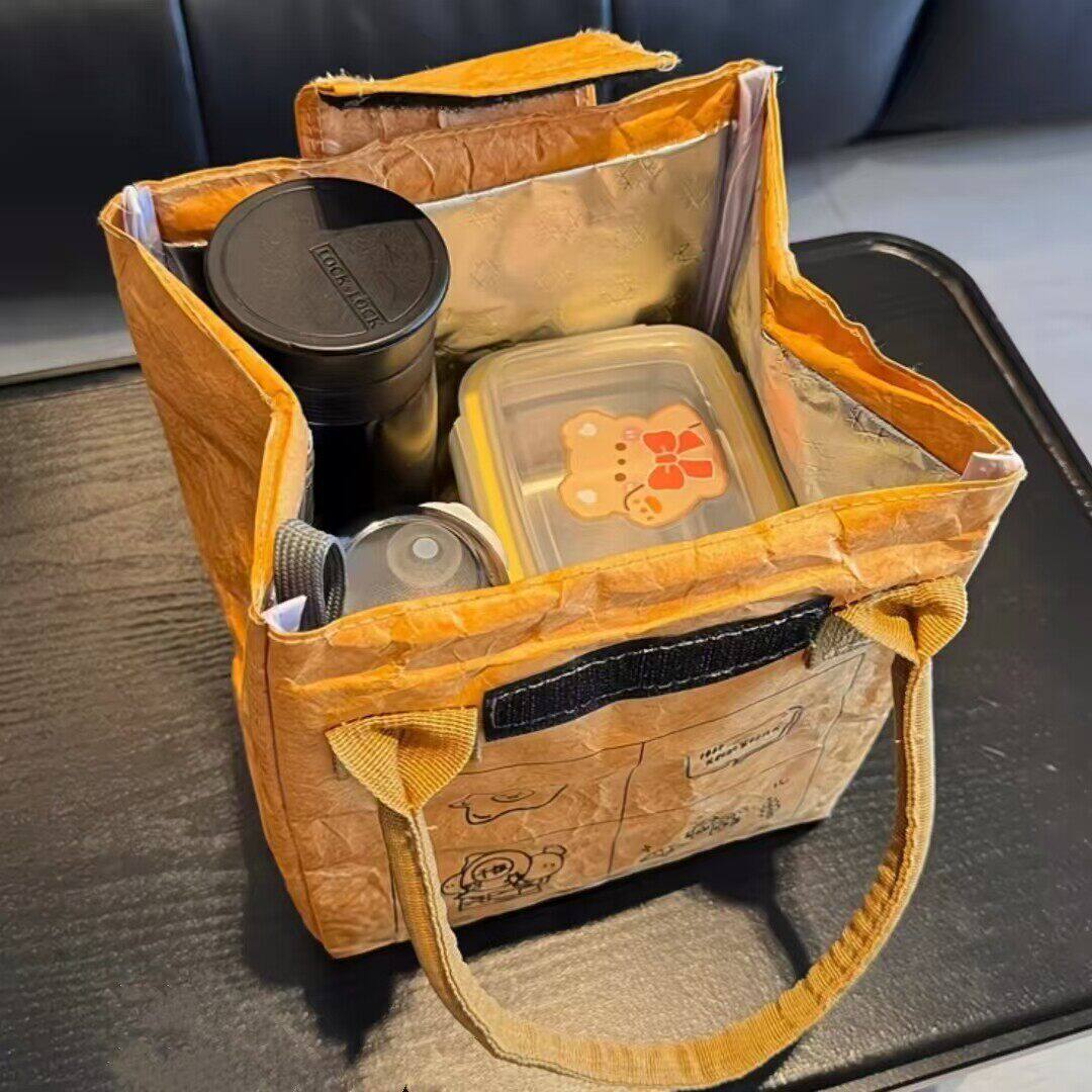 高级感复古午餐带饭盒袋保温袋冷热食品加厚便当包手提便携上班族