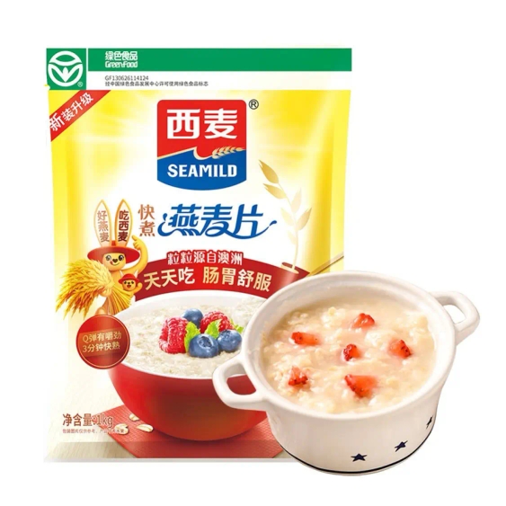 西麦超值快熟快煮燕麦片1000g 即食冲饮谷物营养早餐无添加蔗糖