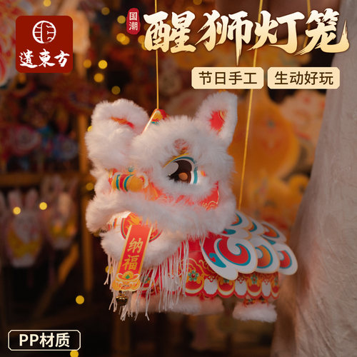 端午节国潮醒狮灯笼手工手提花灯