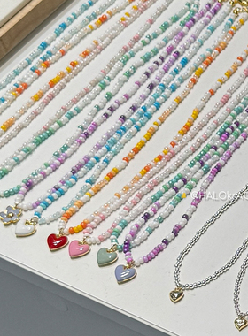 HALOkrACC韩糖豆奶油心项链