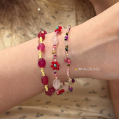 HALOkrACC韩国东大门 浆果原石森林系红花芙蓉石串珠手链