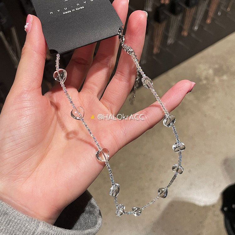 HALOkrACC韩国东大门 水漾粼光透光透亮爱心间隔透明串珠颈链项链