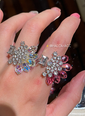 HALOkrACC韩代孔雀花簇戒指