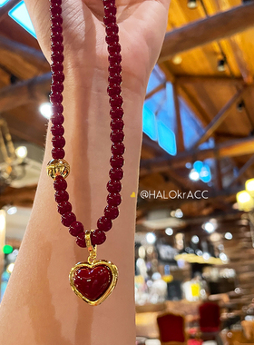 HALOkrACC韩代润亮红珠项链