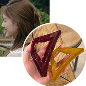 BEAUTE赵露思同款 HALOkrACC韩代GRAIN 精工树脂姜黄三角抓夹