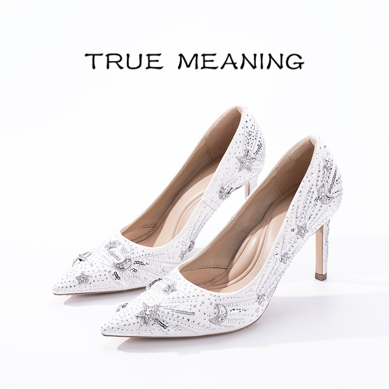 TrueMeaning星月水钻尖头高跟