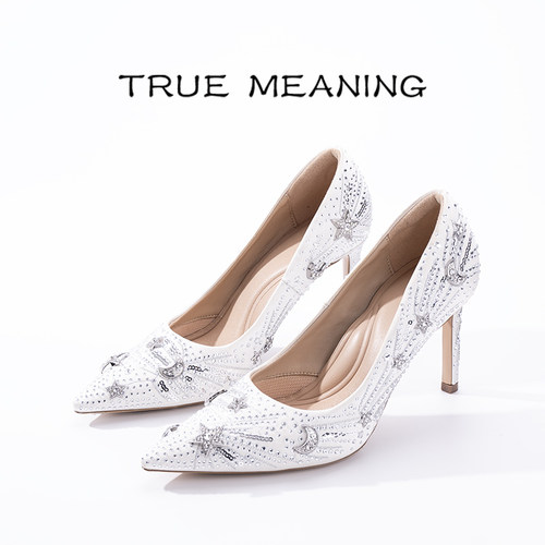 TrueMeaning星月水钻尖头高跟