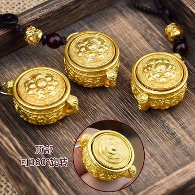 聚宝盆招财进宝十二生肖钥匙扣金属挂件吊坠可转动生日礼物摆件