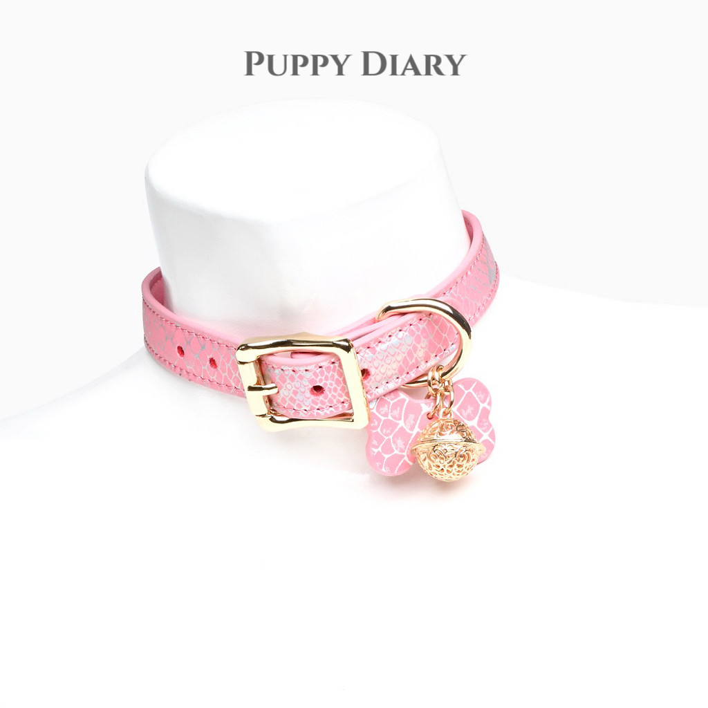 Puppy*蛇皮纹项圈女铃铛骨头choker男可刻字项链亚文化情侣定制