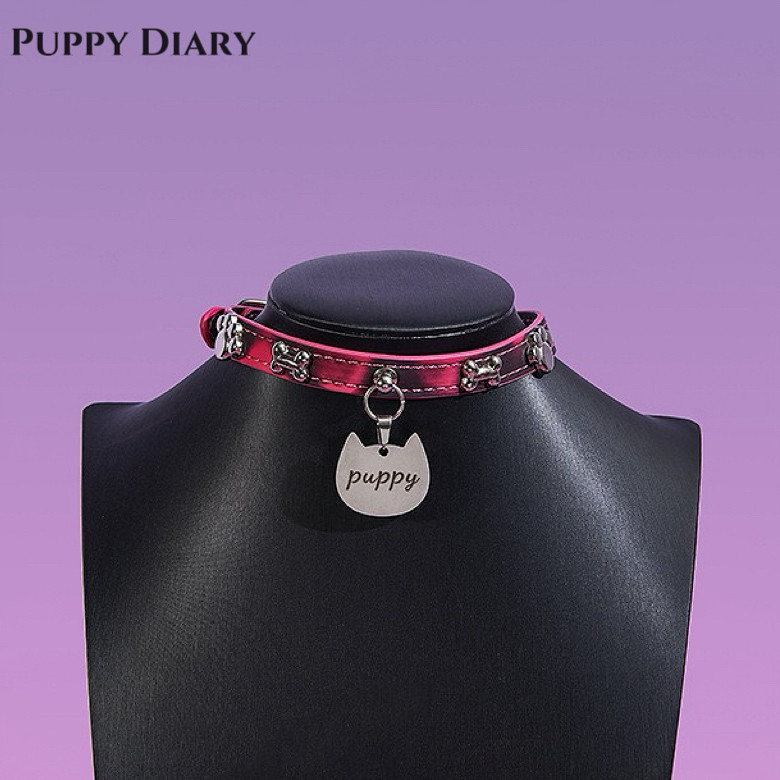 Puppy*可爱温变小狗骨头项圈女choker时尚牵引项链情侣礼物