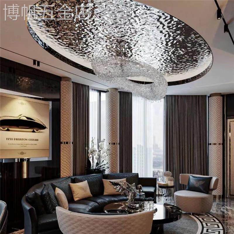 水波纹不锈钢板加工定做吊顶银色镜面黄钛金压花板装饰凹凸背景墙