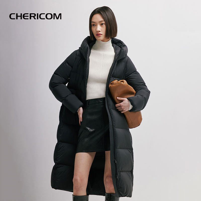 千仞岗中长款过膝羽绒服加厚保暖2023秋冬新款0压感轻柔Y298102Y