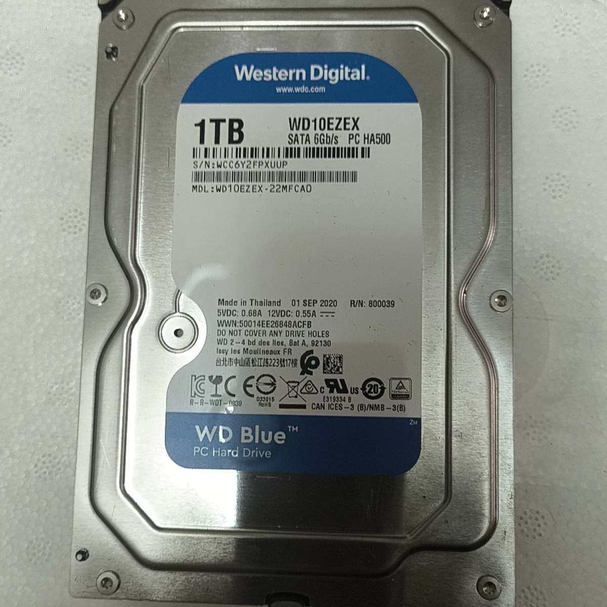 西数蓝盘1TB机械硬盘 WD10EZEX SATA接口 泰国