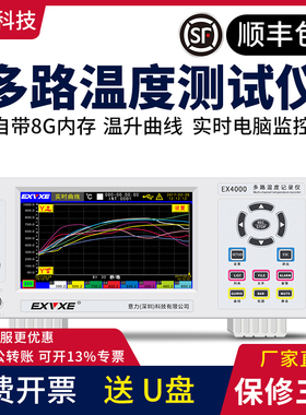 意力EX6000多路温度测试仪8通道曲线巡检多路温度记录仪64通道