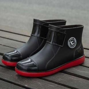 厨师工作胶鞋 雨鞋 情侣短筒雨靴女外穿防滑钓鱼防水鞋 男时尚 特大码