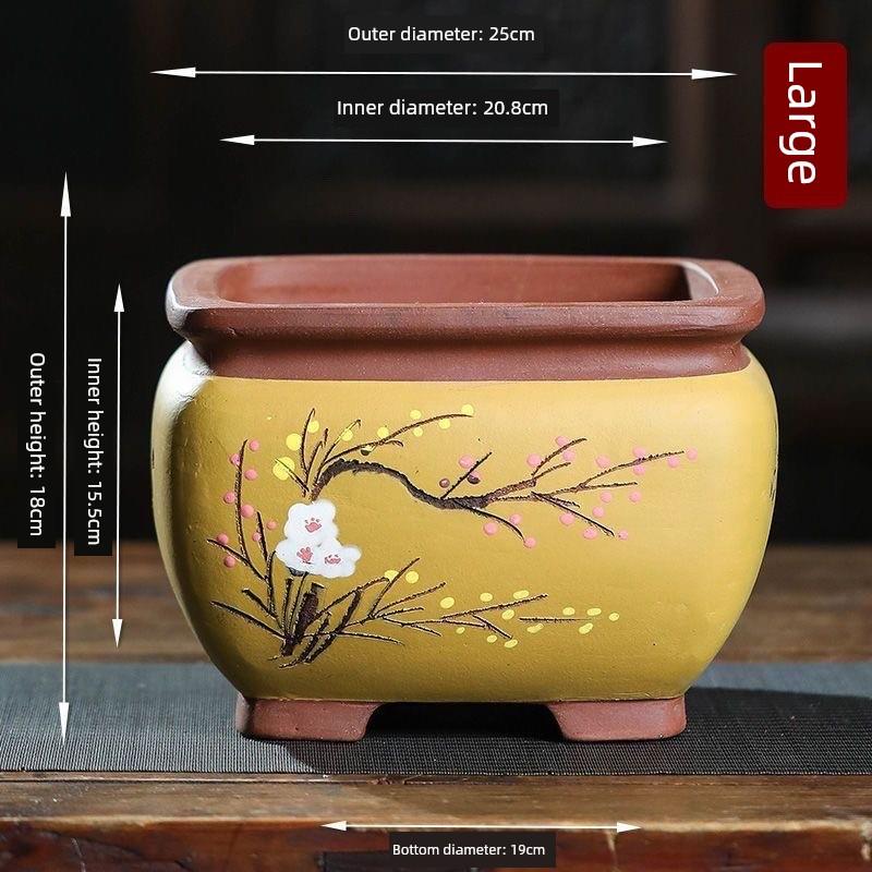 宜兴紫砂花盆特惠价方形大直径特大型Clivia花盆种树种菜陶瓷盆景