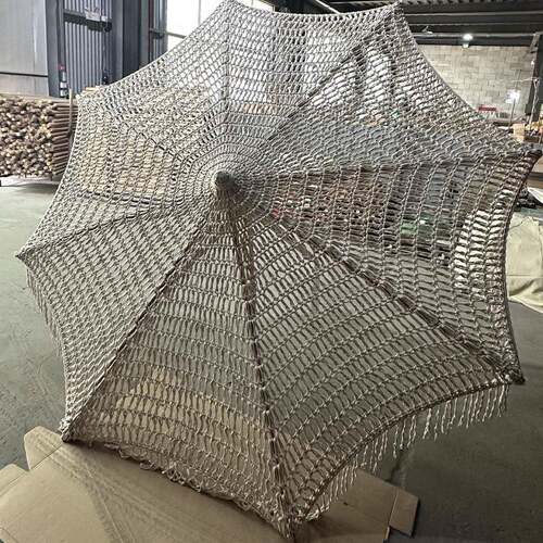 户外遮阳海边670沙滩庭院伞实绳木中柱伞创苏意镂空编伞伞带流编