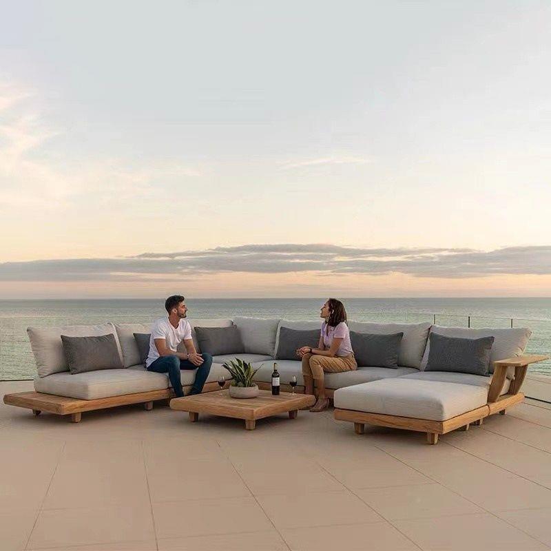 户外发院花园露267天北沙户欧藤编柚木庭沙发阳台懒人休闲外家具