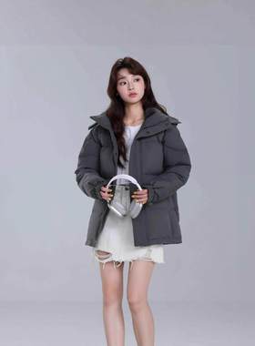 CV凸乆鸟女羽绒服短款连帽2白鸭绒情侣户外男面包外套官方旗舰店