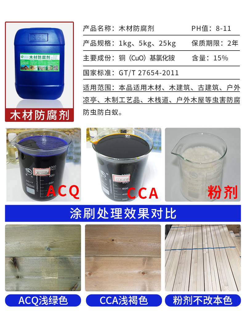 木材防腐剂防虫防霉剂ACQ竹子木头CCA工业涂料木地板户外树木卡松