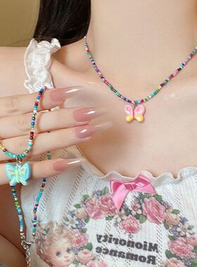 链女吊坠项链清新锁骨ins多巴胺