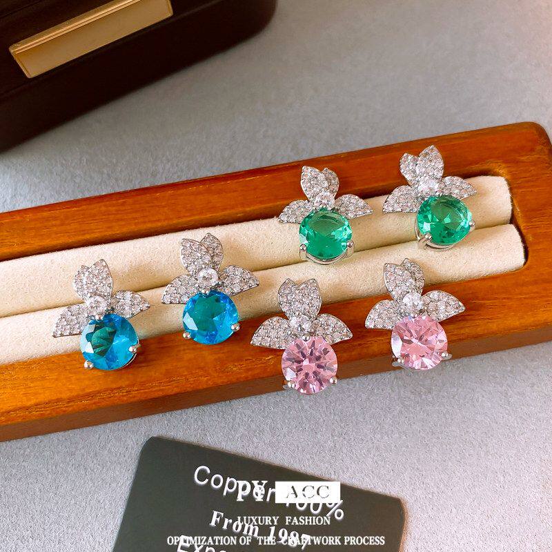 耳环圆形百搭精致耳饰锆石耳钉