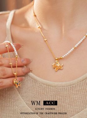 真金18轻奢小众气质镶电镀串珠