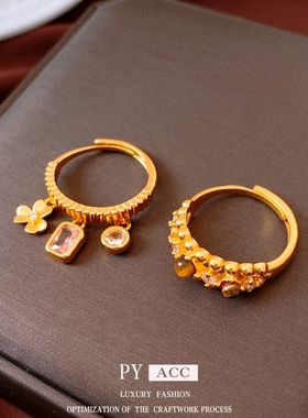 花朵宫廷风vintage电镀戒食指女