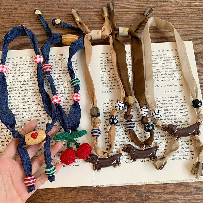 毛衣链搭配秋冬休闲高级感针织樱桃项饰小众时尚项链吊坠长款布艺