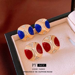 复古中古女耳钉耳环轻奢银针Vintage百搭耳饰小众批发方形宫廷风