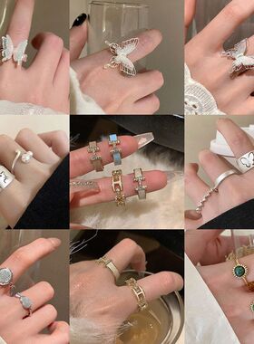 复古锆石高级感戒指手饰字母人造