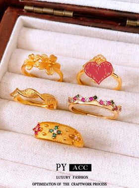 真金电镀开口精致高级感戒指百搭