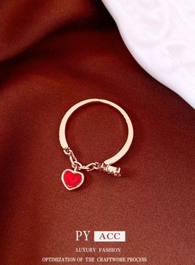 红色精致食指开口时尚戒指女百搭