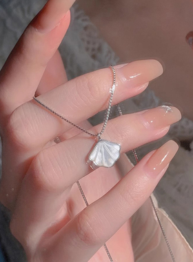 Bluehour一贝子白贝母项链女款纯银项链轻奢小众520情人节送女友