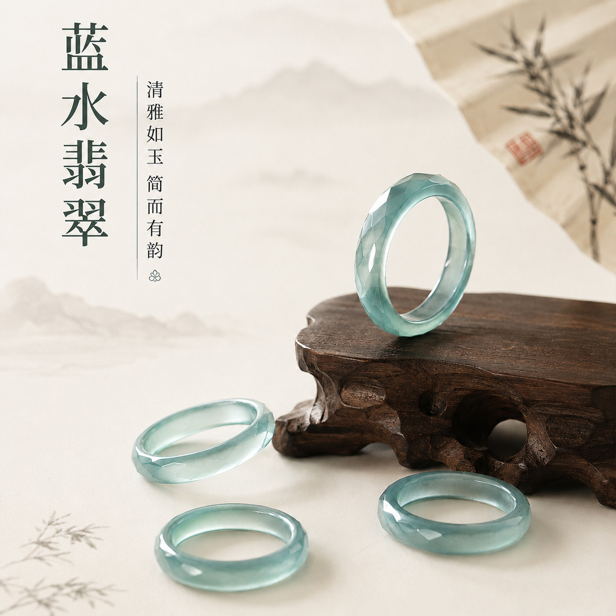 Blue hour（饰品）钻切尾戒天然女士翡翠戒指玉石玉戒指女素圈