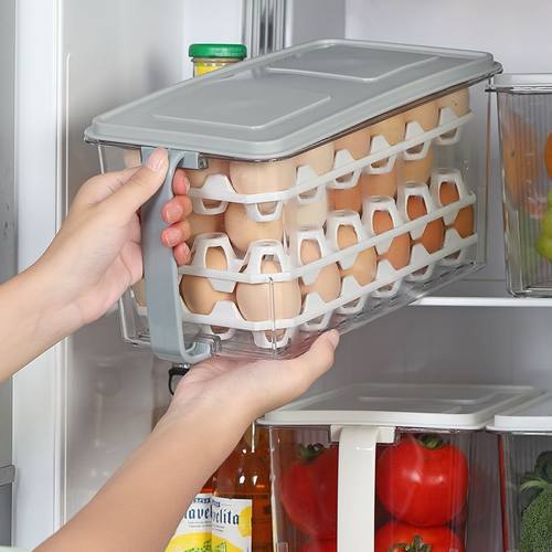 家用厨房鸡蛋带盖手柄单独格子