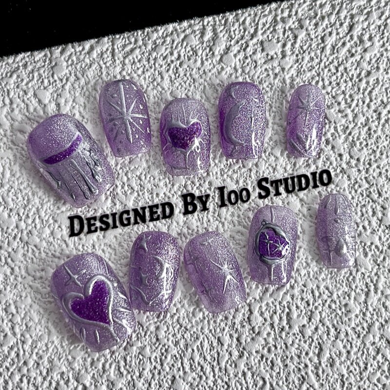 星月紫|y2k千禧系列小众设计感晶石猫眼美甲手工甜酷辣妹穿戴甲