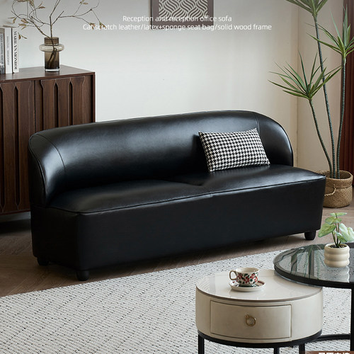 黑色小户型门店接待双人窄小沙发