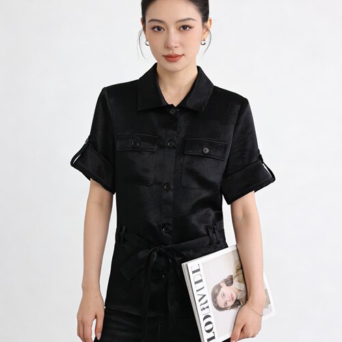 100%醋酸夏季新款女衬衫女