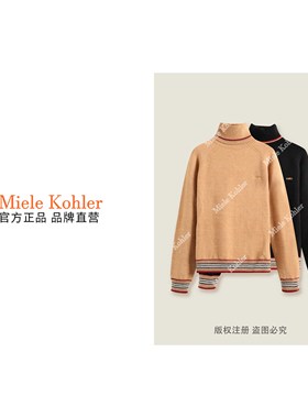 秋冬新款简约休闲风高领条纹设计毛衣MKKQ31028-4【澳门小源同款