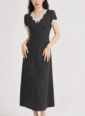 Miele Kohler夏季新款蕾丝边波点设计显瘦气质女连衣裙MKAX82783