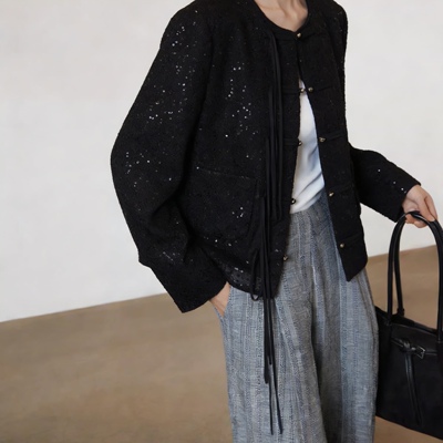 盘扣烫钻女士长袖外套