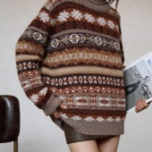 复古提花高领费尔岛毛衣针织衫 Miele Kohler开春新款 女MKAD1A178