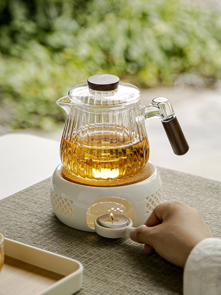 儒里煮茶炉蜡烛加热保温陶瓷底座烛台温茶器玻璃花茶壶下午茶套装