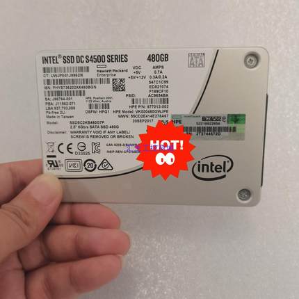 [汇生工控]INTEL惠普 S4500 480G 固态硬盘  25寸