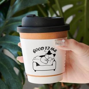 一次性奶茶杯带盖商用咖啡杯子热饮杯牛皮纸杯外带家用定制