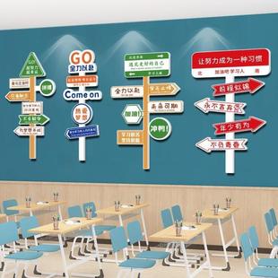 饰励志文字标语创意路牌墙贴初三高中开学文化氛围 班级布置教室装